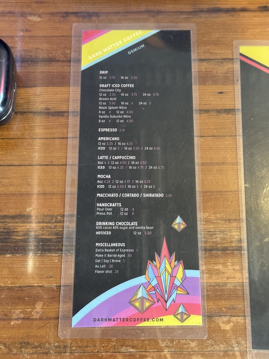 Dark Matter Coffee - Osmium Coffee Bar Menu - Image 4
